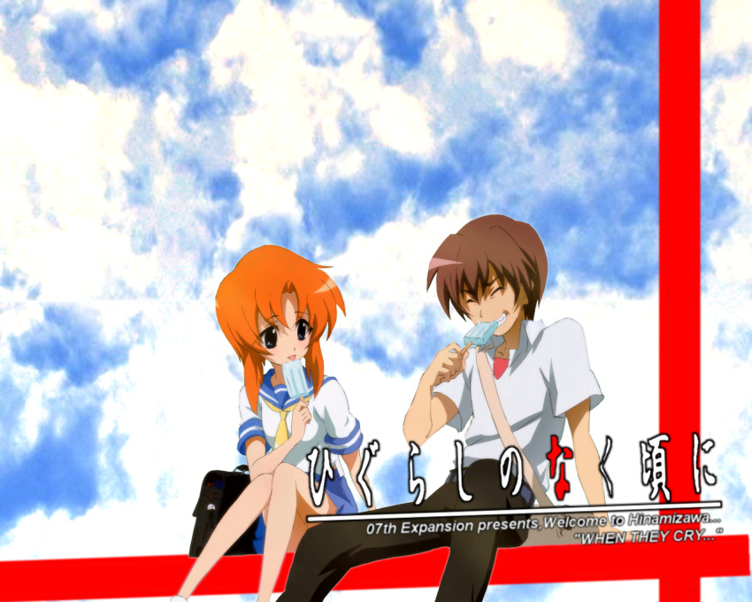 higurashi_no_naku_koro_ni maebara_keiichi ryuuguu_rena sky tagme