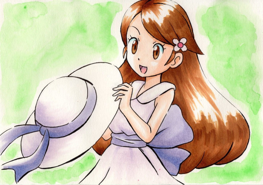 brown_eyes brown_hair hair_ornament hairpin hat lady_(pokemon) npc_trainer oka_mochi pokemon pokemon_(game) pokemon_bw