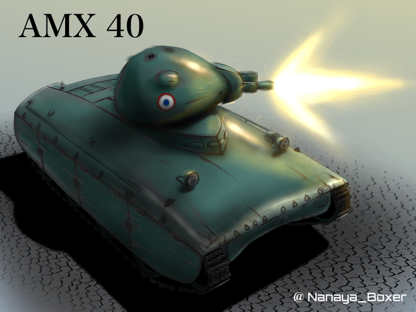 amx-40 artist_name caterpillar_tracks ground_vehicle highres military military_vehicle motor_vehicle no_humans original rskszk tank world_of_tanks