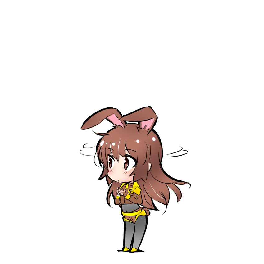 1girl animal_ears brown_eyes brown_hair bunny_girl bunny_tail chibi highres iesupa long_hair rabbit_ears rwby solo tail velvet_scarlatina