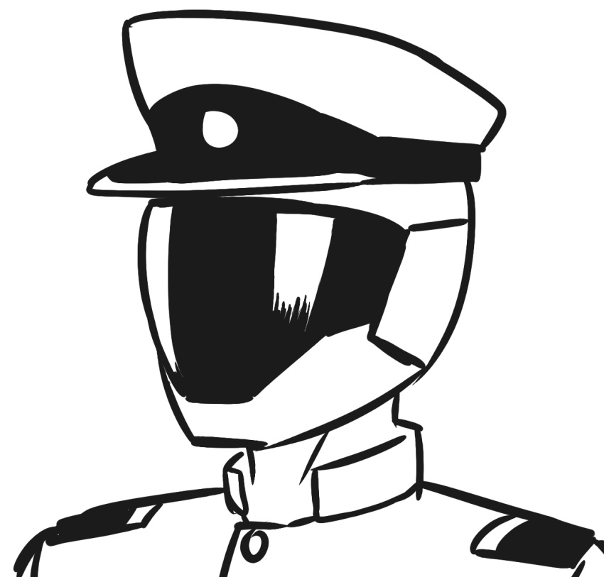 1boy blew_andwhite character_request commentary_request expressionless flat_color greyscale hat highres kantai_collection male_focus military_jacket monochrome peaked_cap portrait simple_background sketch solo white_background