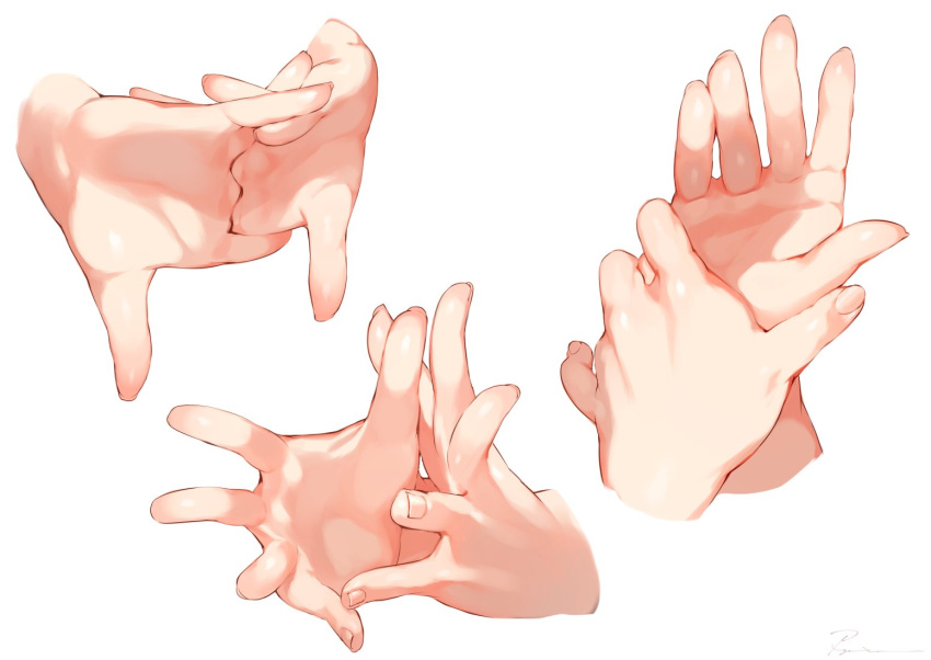cracking_knuckles disembodied_limb fingernails hands interlocked_fingers original ryota_(ry_o_ta) signature simple_background white_background