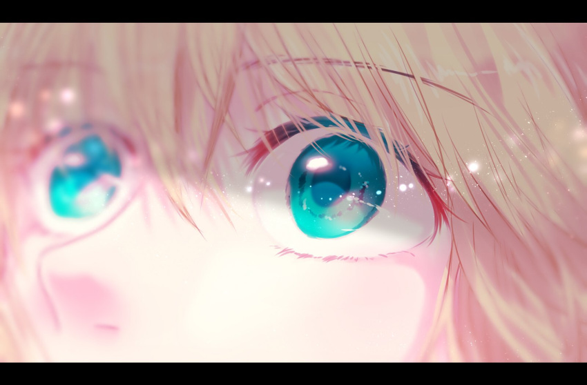 1girl artoria_pendragon_(all) bangs blonde_hair blurry close-up commentary_request depth_of_field eyebrows_visible_through_hair eyes face fate/stay_night fate_(series) green_eyes hair_between_eyes highres light_particles open_eyes portrait roku_(ntbr_fate) saber shaded_face solo tears