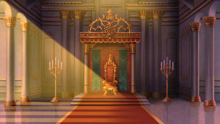 candelabra candle dawn indoors no_humans original pillow red_carpet reflective_floor scenery stairs stone_stairs suishougensou sunlight sunrise throne throne_room
