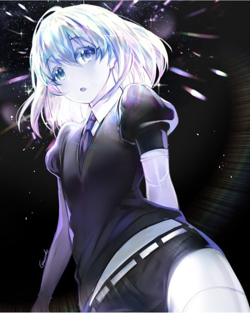 1other diamond_(houseki_no_kuni) elbow_gloves gem_uniform_(houseki_no_kuni) gloves highres sparkle sparkling_eyes white_skin