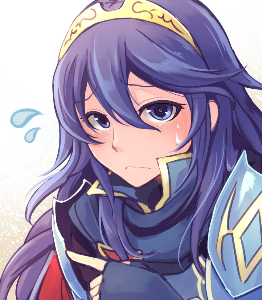 1girl blue_eyes blue_hair blush cape fire_emblem fire_emblem:_kakusei fire_emblem_heroes gloves highres long_hair looking_at_viewer lucina nakabayashi_zun nintendo solo tiara