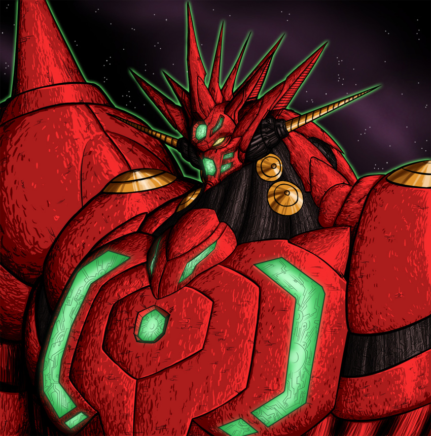 character_request crovirus getter-emperor getter_robo getter_robo_g getter_robo_go highres horn horns mecha new_getter_robo no_humans oldschool science_fiction shin_getter_robo shoulder_armor solo space super_robot tagme yellow_eyes