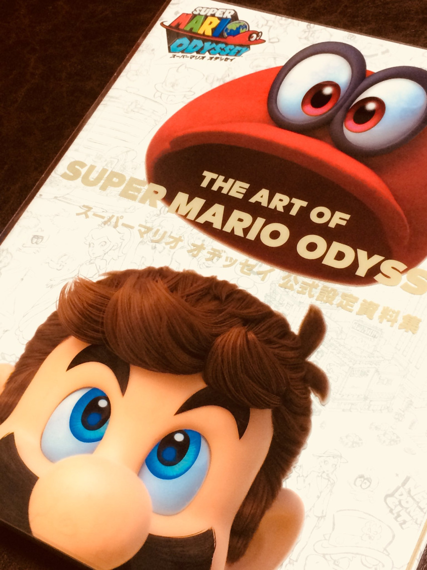 artbook blue_eyes brown_hair cappy_(mario) facial_hair highres mario super_mario_bros. miyamoto_shigeru mustache nintendo photo super_mario_bros. super_mario_odyssey