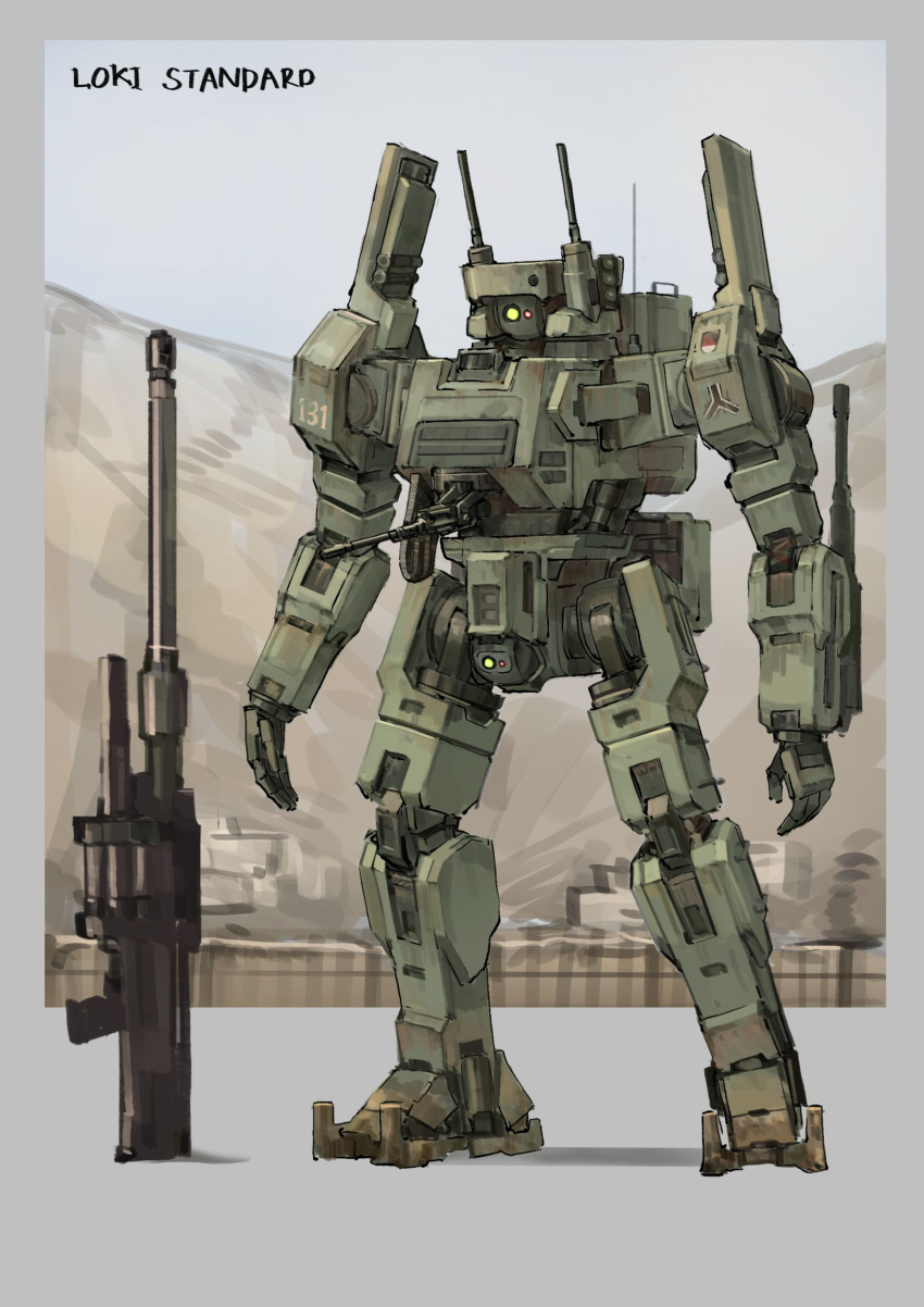 character_name english_commentary gun highres mecha no_humans open_hands original rifle science_fiction sniper_rifle solo standing turret weapon xerbatt