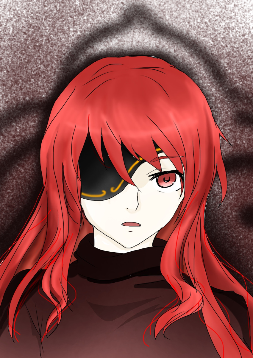 1girl highres hwa_ryun long_hair looking_at_viewer one_eye_closed red_eyes redhead simple_background solo tower_of_god