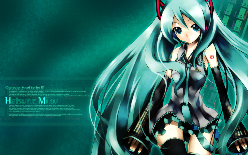 hatsune_miku highres kei_(artist) long_hair skirt twintails vocaloid wallpaper