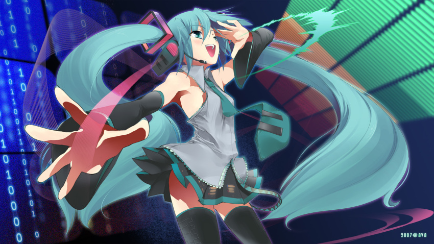 detached_sleeves hatsune_miku mugen_dai open_mouth solo twintails vocaloid