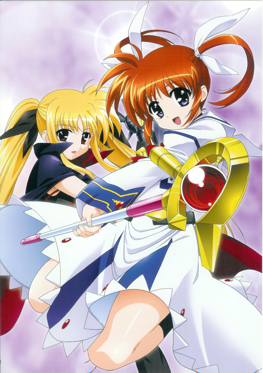 highres mahou_shoujo_lyrical_nanoha okuda_yasuhiro raising_heart scan screening takamachi_nanoha thighhighs