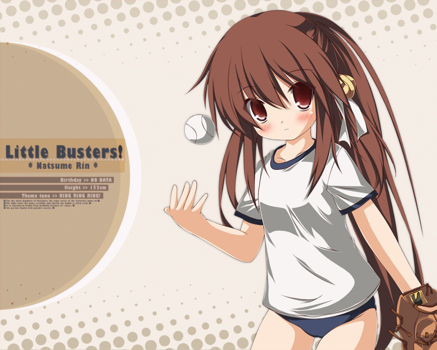 brown_eyes brown_hair buruma gym_uniform little_busters!! natsume_rin ponytail stats wallpaper