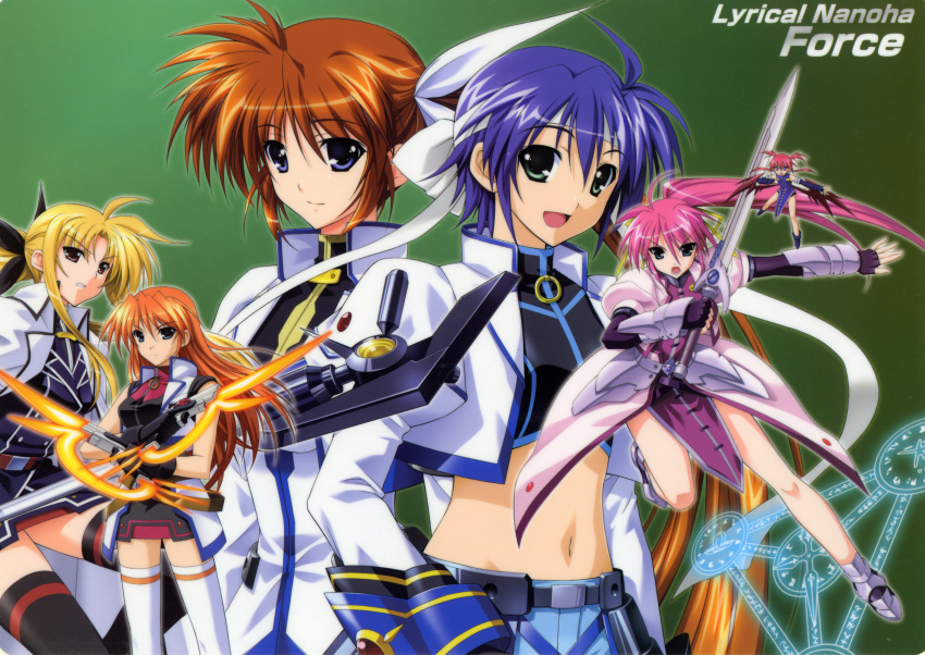 agito fate_testarossa mahou_senki_lyrical_nanoha_force mahou_shoujo_lyrical_nanoha signum subaru_nakajima takamachi_nanoha teana_lanster thigh-highs