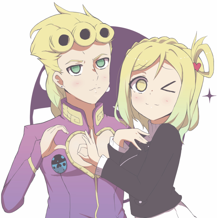 blonde_hair giorno_giovanna highres jojo_no_kimyou_na_bouken love_live! love_live!_sunshine!! ohara_mari rmvf vento_aureo