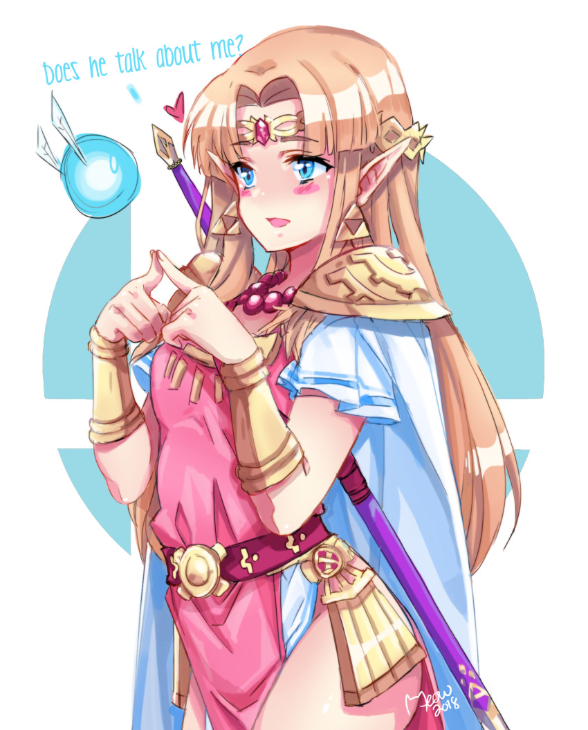 1girl artist_name blonde_hair blue_eyes blush cape dated earrings fairy highres jewelry long_hair meowyin navi nintendo nintendo_ead pauldrons pointy_ears princess princess_zelda solo sora_(company) standing super_smash_bros. super_smash_bros._ultimate the_legend_of_zelda the_legend_of_zelda:_a_link_between_worlds the_legend_of_zelda:_a_link_to_the_past tiara triforce tunic