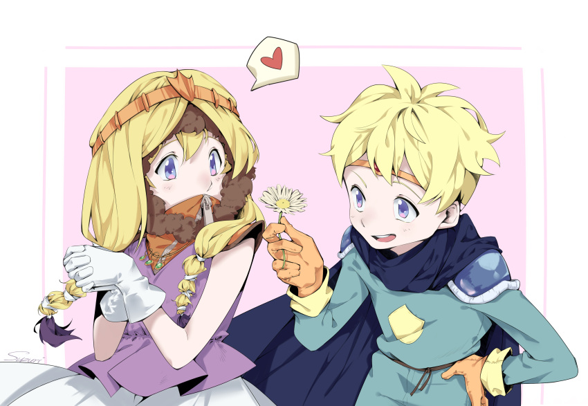 2boys absurdres blonde_hair blue_eyes cape dress flower gloves heart highres kenny_mccormick leopold_stotch multiple_boys parka short_hair south_park south_park:_the_stick_of_truth tiara trap violet_eyes wig yaoi