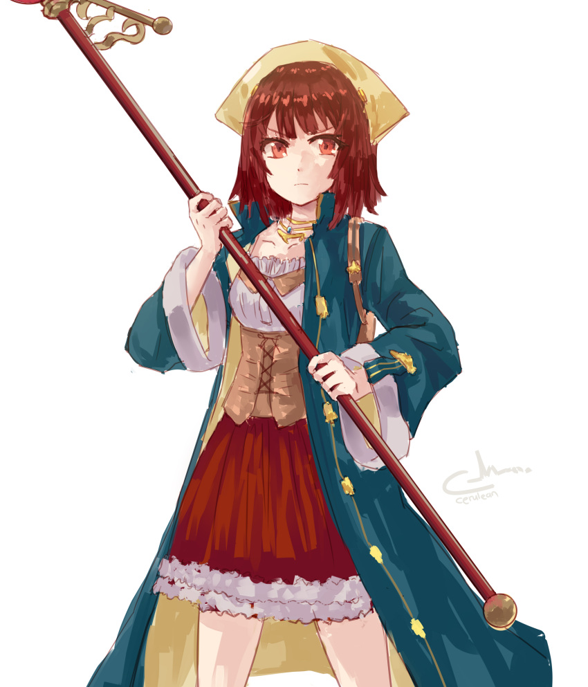 1girl atelier atelier_(series) atelier_sophie brown_eyes brown_hair cerulean_canvas closed_mouth coat looking_at_viewer open_coat sophie_neuenmuller