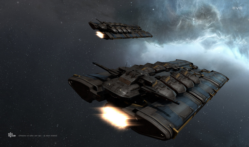 3d carrier clouds command_ship_(eve_online) commentary company_logo company_name copyright_logo copyright_name dated dated_commentary droneboat_(eve_online) eve_online fire flying from_behind glowing hauling_ship_(eve_online) highres industrial_ship_(eve_online) logo mining_ship_(eve_online) nebula no_humans official_art outdoors outer_ring_excavations_(eve_online) radio_antenna realistic salvo_(willem_van_biljon) science_fiction sky space spacecraft star_(sky) starry_sky starry_sky_background support_ship_(eve_online) thrusters vehicle_focus