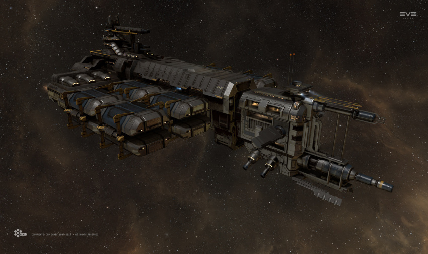 3d brown_background brown_theme capital_ship_(eve_online) carrier commentary company_logo company_name copyright_logo copyright_name dated droneboat_(eve_online) emblem eve_online glowing hauling_ship_(eve_online) highres industrial industrial_ship_(eve_online) logo machinery mining_ship_(eve_online) no_humans official_art outdoors outer_ring_excavations_(eve_online) radio_antenna realistic salvo_(willem_van_biljon) science_fiction sky space spacecraft star_(sky) starry_sky starry_sky_background support_ship_(eve_online) vehicle_focus