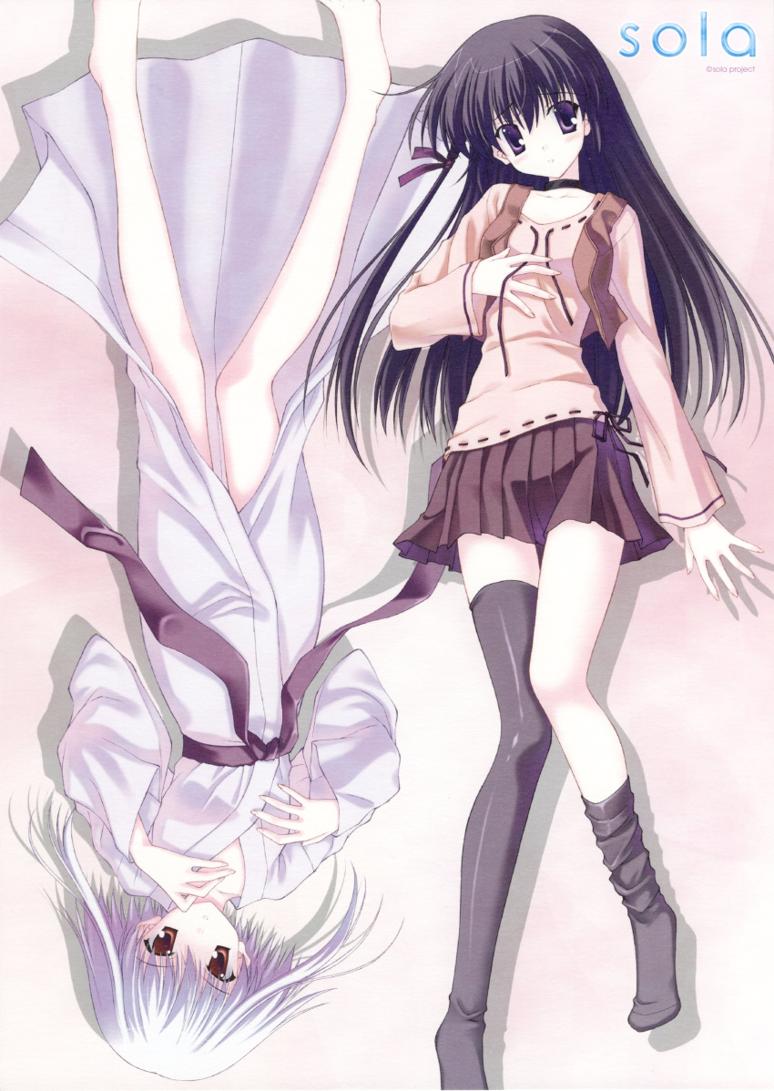 barefoot blush dakimakura highres japanese_clothes kimono long_legs morimiya_aono nanao_naru shihou_matsuri socks sola thigh-highs thighhighs zettai_ryouiki