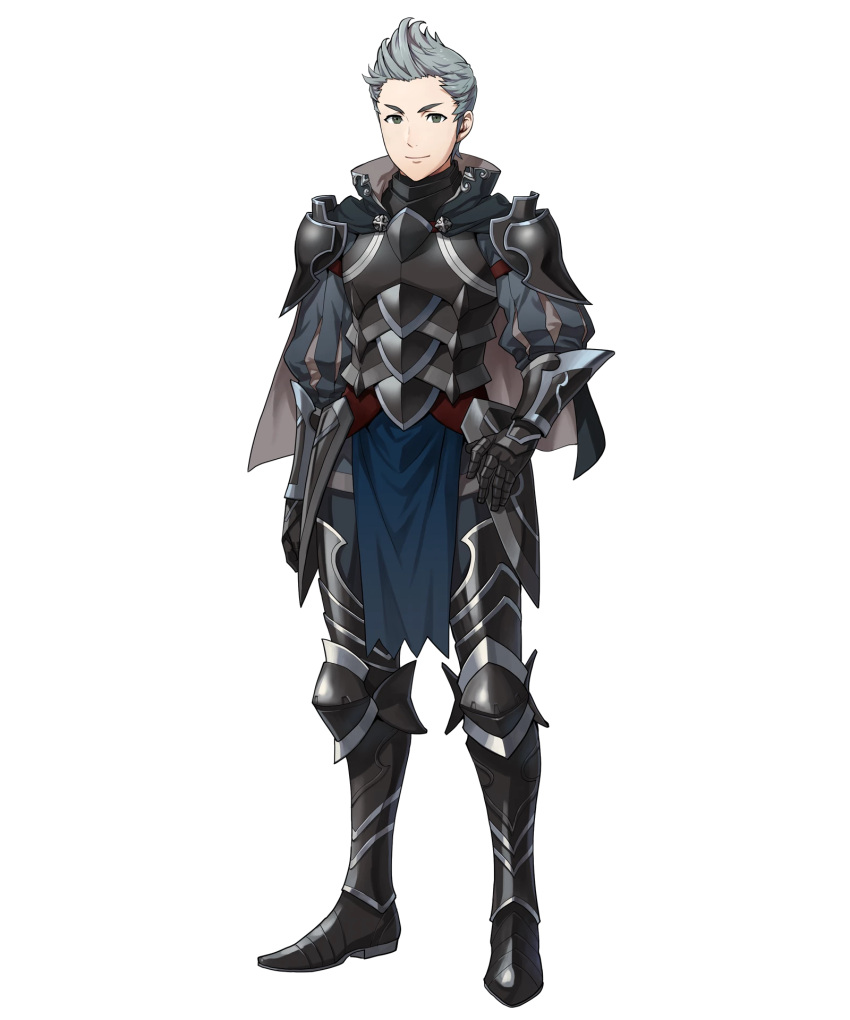 1boy armor armored_boots blue_hair boots cape fire_emblem fire_emblem_heroes fire_emblem_if full_body gloves green_eyes highres indesign male_focus nintendo official_art silas_(fire_emblem_if) solo transparent_background