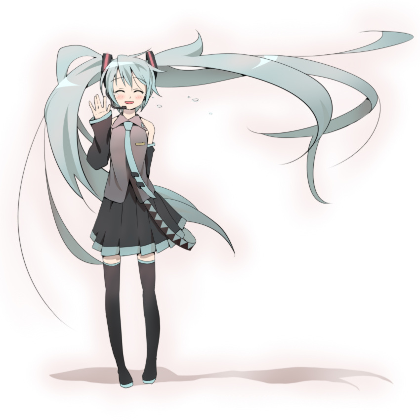 closed_eyes hatsune_miku highres long_hair nagareboshi necktie tears thigh-highs thigh_boots thighhighs twintails vocaloid
