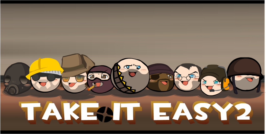bald bandolier beard cigarette everyone eyepatch facial_hair gas_mask glasses goggles hardhat hat headset helmet open_mouth parody sunglasses team_fortress_2 the_demoman the_engineer the_heavy the_medic the_pyro the_scout the_sniper the_soldier the_spy xenon_(artist) yukkuri_shiteitte_ne