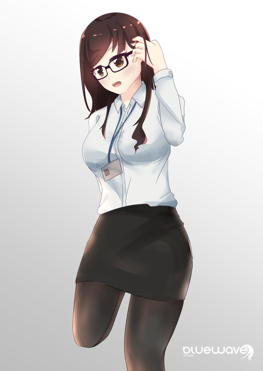 absurdres bluewave97 glasses highres legs pantyhose thick_thighs thigh-highs thighs