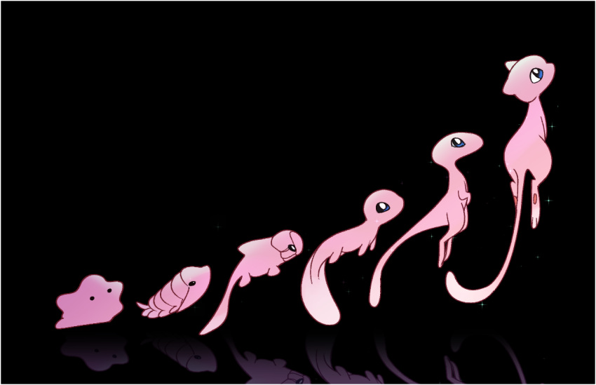 1other ambiguous_gender black_background ditto evolution mew nintendo no_humans pokemon transformation vergolophus