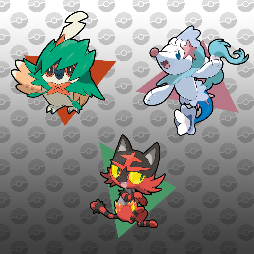 absurdres baby creatures_(company) decidueye game_freak gen_7_pokemon highres incineroar litten nintendo no_humans pokemon popplio primarina rowlet tiny