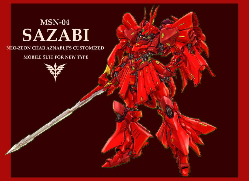 char's_counterattack gundam highres ledjoker07 mecha mobile_suit neo_zeon no_humans sazabi sword weapon