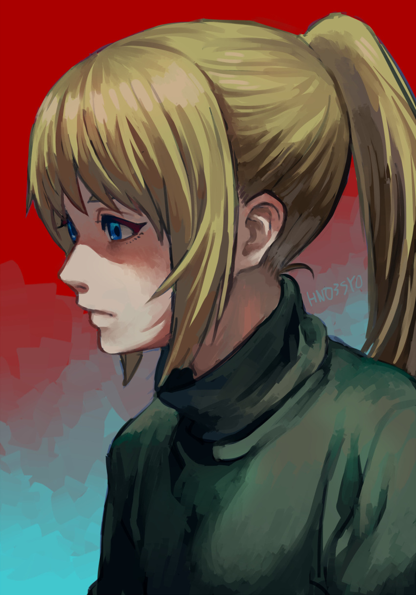 1girl blonde_hair blue_eyes highres long_hair poniko ponytail shousan_(hno3syo) solo sweater yume_nikki