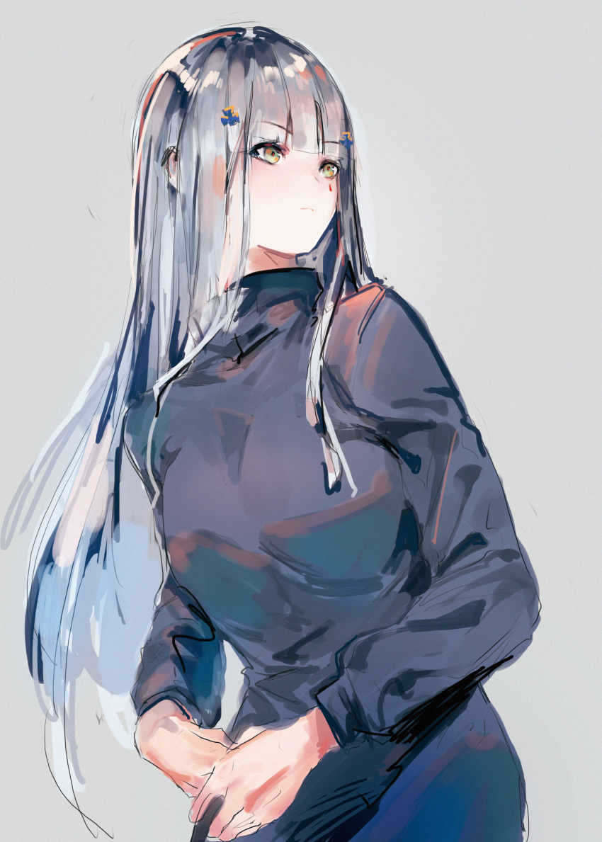 absurdres girls_frontline highres hk416_(girls_frontline) huge_filesize irikawa long_hair looking_away silver_hair simple_background solo tagme