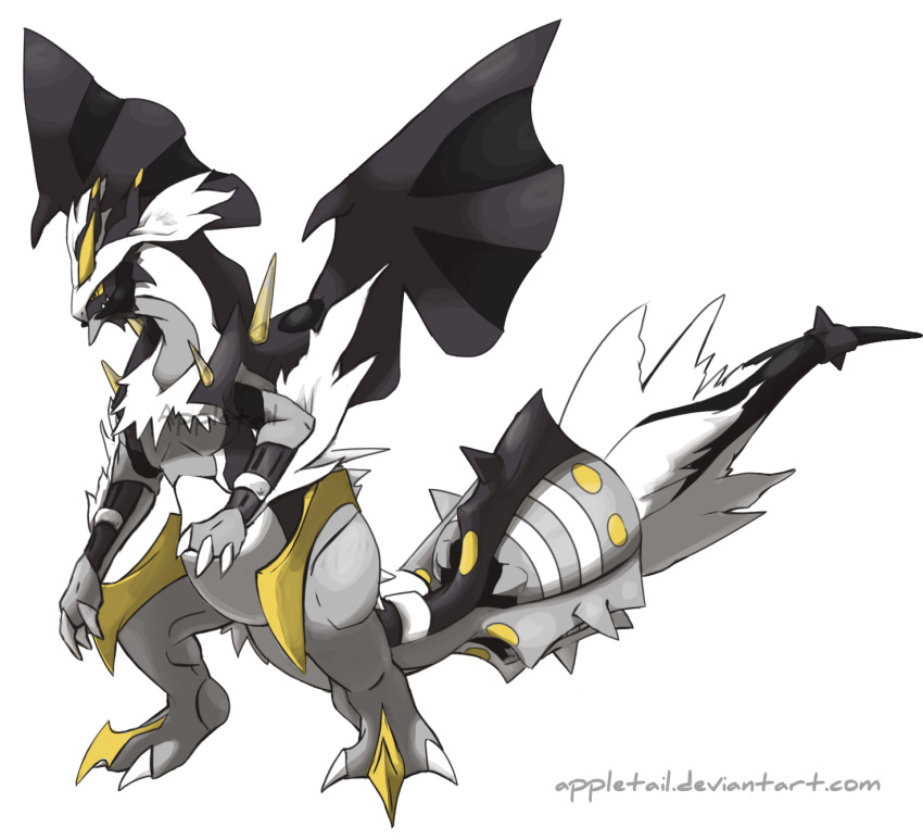 alternate_form appletail claws creatures_(company) dragon fusion game_freak gen_5_pokemon hexafusion highres kyurem looking_at_viewer nintendo no_humans pokemon pokemon_(creature) pokemon_(game) pokemon_bw reshiram sharp_teeth snowing solo standing tail teeth transparent_background tree white wings yellow_eyes zekrom