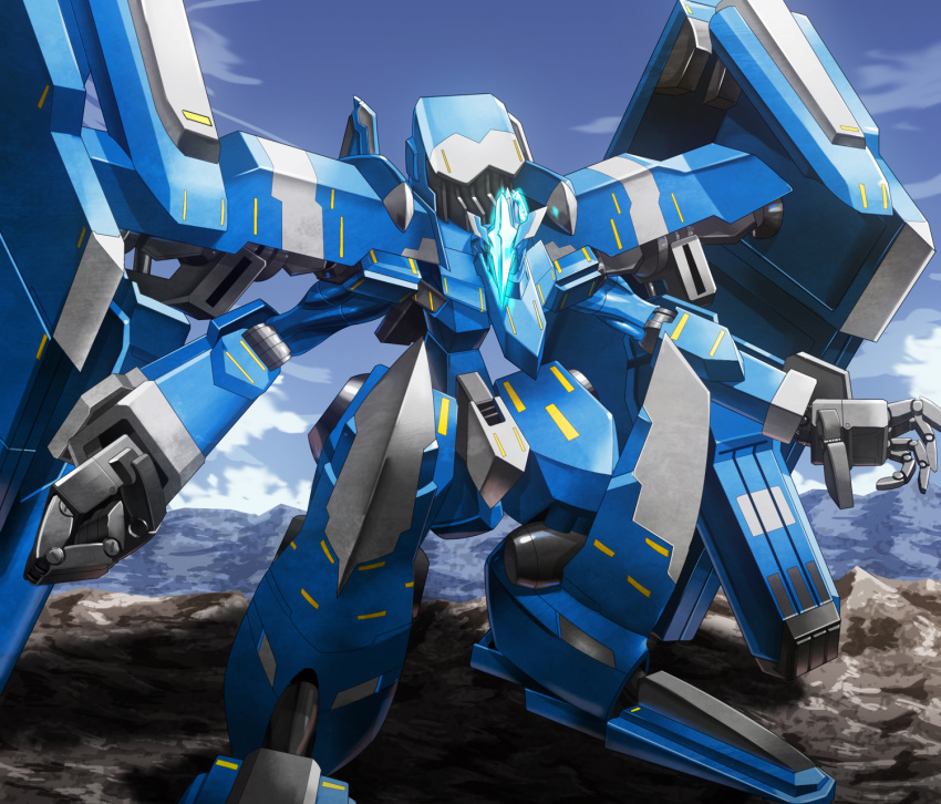 blue_sky highres mecha moyashi_(karamisouma) robot sky soukyuu_no_fafner