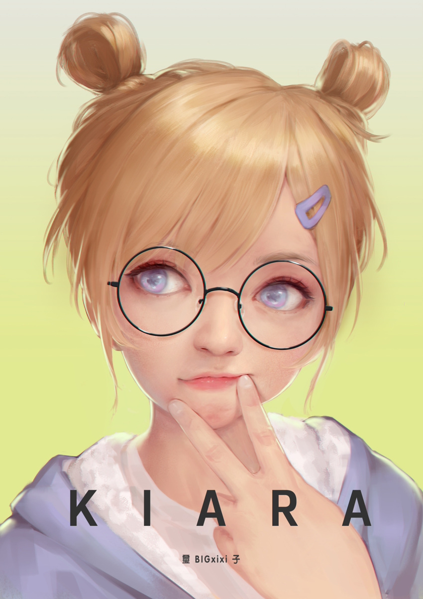 1girl blonde_hair blue_eyes glasses highres lips maou_renjishi