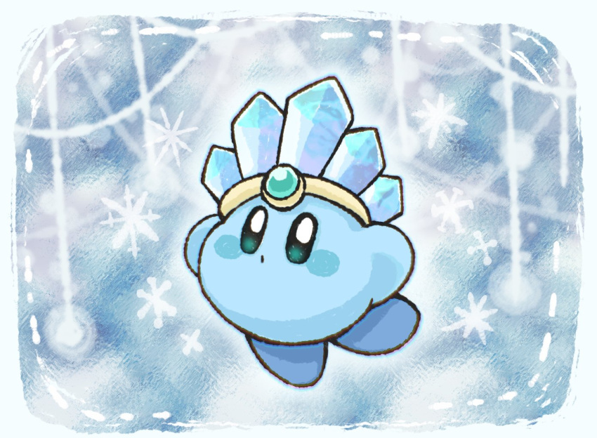 alternate_color blue_theme blush copy_ability hat ice kirby kirby_(series) mikan_38knight nintendo snowflakes solo