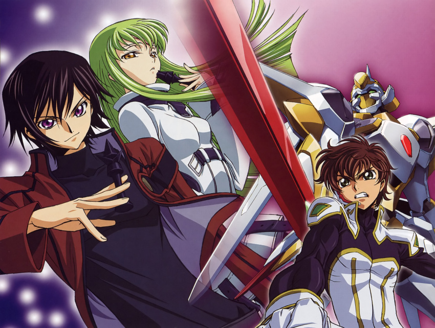 c.c. cc code_geass highres kururugi_suzaku lelouch_lamperouge mecha scan