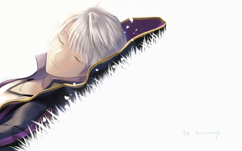 1boy amatari_sukuzakki cloak closed_eyes fire_emblem fire_emblem:_kakusei hood hoodie male_my_unit_(fire_emblem:_kakusei) my_unit_(fire_emblem:_kakusei) nintendo sleeping solo white_hair