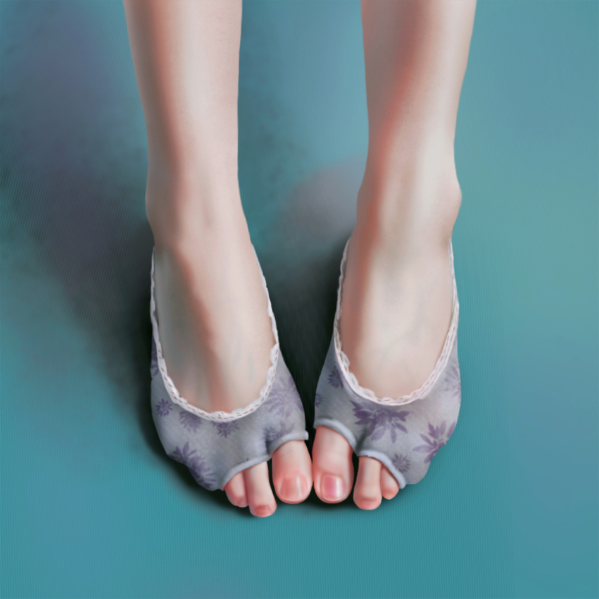 1girl feet floral_print highres original out_of_frame qizhu socks solo toeless_legwear toes