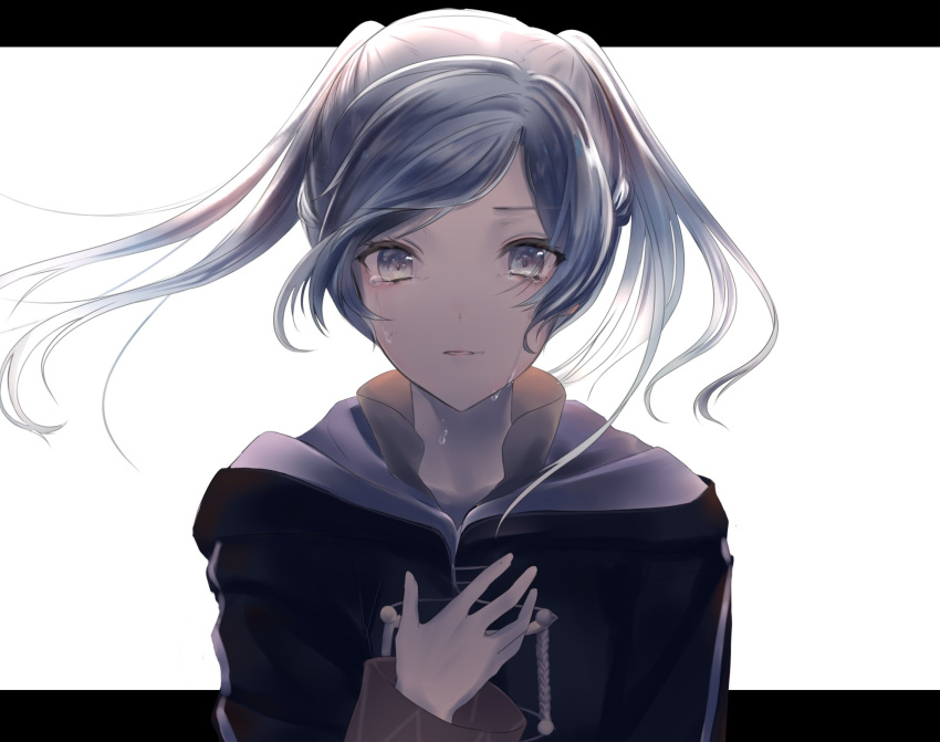 1girl crying crying_with_eyes_open female_my_unit_(fire_emblem:_kakusei) fire_emblem fire_emblem:_kakusei fire_emblem_13 fire_emblem_awakening highres intelligent_systems long_sleeves my_unit_(fire_emblem:_kakusei) nintendo parted_lips reflet robin_(fire_emblem) robin_(fire_emblem)_(female) sad simple_background snk_anm solo tears twintails upper_body white_background white_hair
