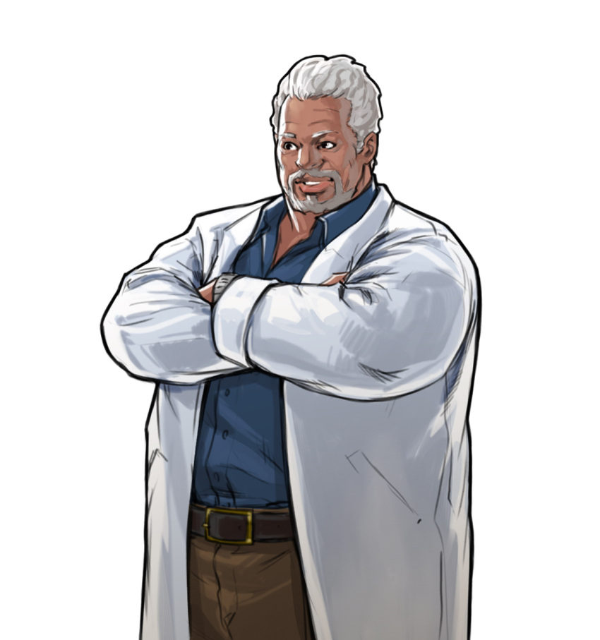 beard dark_skin doctor_morris facial_hair highres hiroaki_(artist) hiroaki_(kof) labcoat male official_art