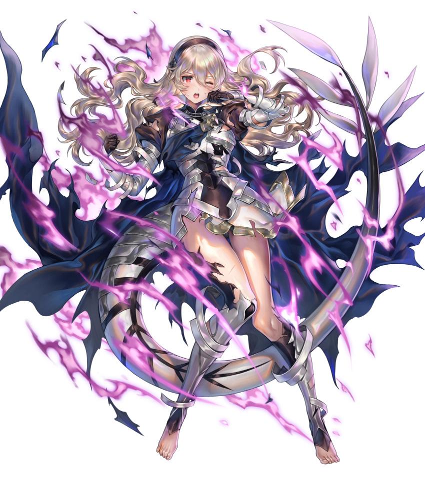 1girl armor cape female_my_unit_(fire_emblem_if) fire_emblem fire_emblem_heroes fire_emblem_if full_body highres long_hair mamkute my_unit_(fire_emblem_if) nintendo official_art pointy_ears red_eyes solo transparent_background white_hair