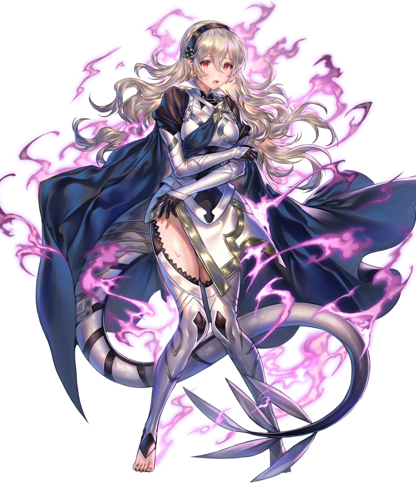 1girl armor cape female_my_unit_(fire_emblem_if) fire_emblem fire_emblem_heroes fire_emblem_if full_body highres long_hair mamkute my_unit_(fire_emblem_if) nintendo official_art pointy_ears red_eyes solo transparent_background white_hair