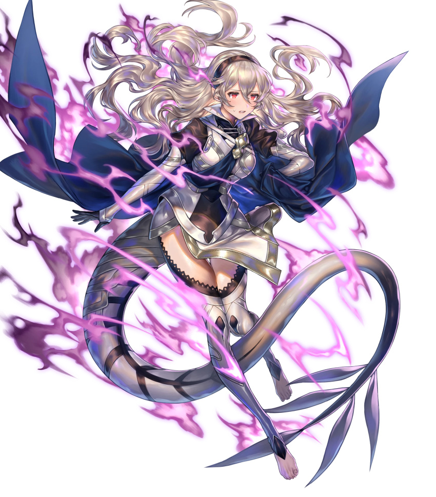 1girl armor cape female_my_unit_(fire_emblem_if) fire_emblem fire_emblem_heroes fire_emblem_if full_body highres long_hair mamkute my_unit_(fire_emblem_if) nintendo official_art pointy_ears red_eyes solo transparent_background white_hair