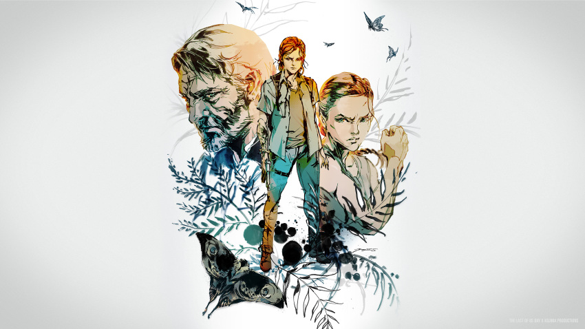 abby_(the_last_of_us) absurdres bug butterfly ellie_(the_last_of_us) highres insect jacket joel_(the_last_of_us) pants shinkawa_youji standing tagme the_last_of_us_2 weeds