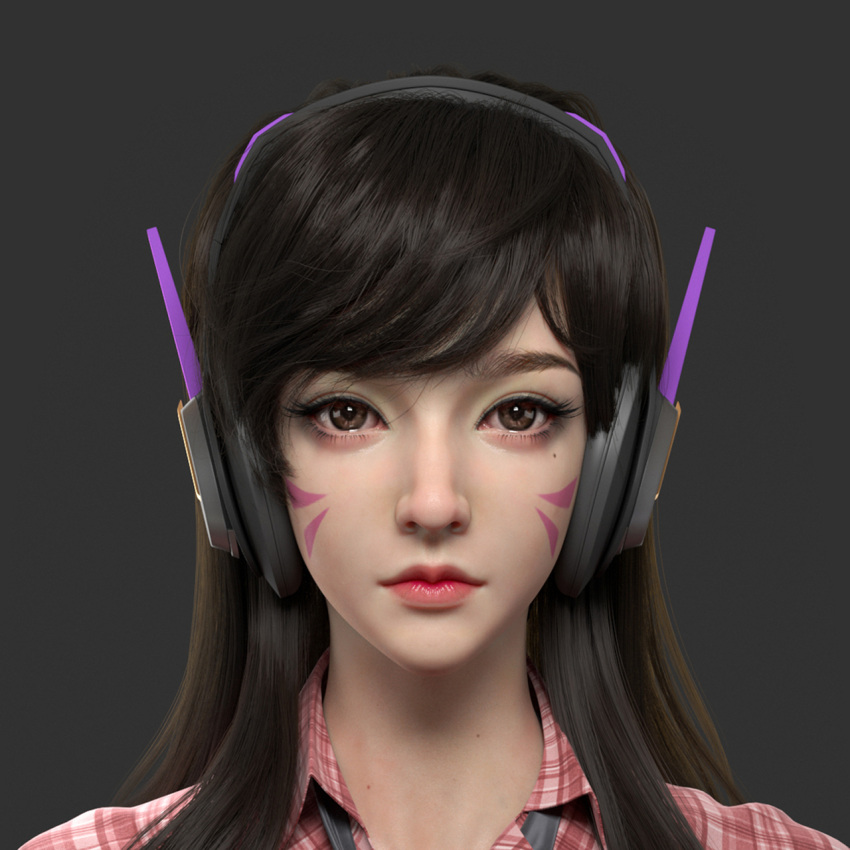 1girl 3d artist_request d.va_(overwatch) highres overwatch portrait simple_background