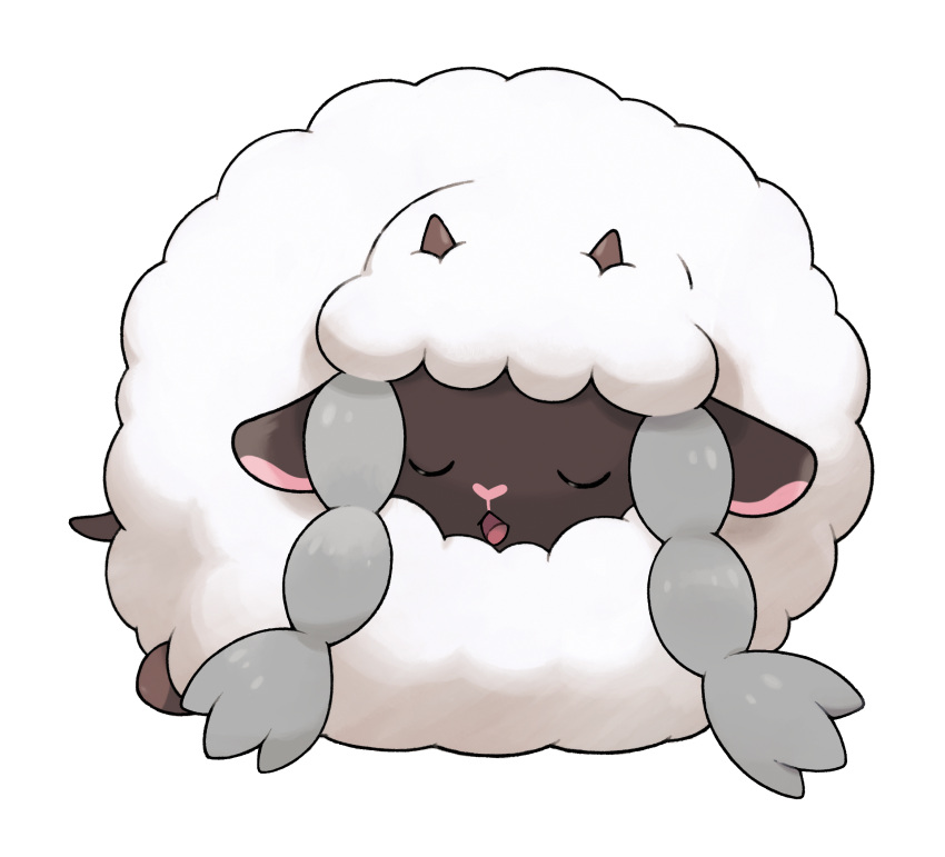 artist_request closed_eyes full_body gen_8_pokemon highres horns lying no_humans official_art open_mouth outline pokemon pokemon_(creature) pokemon_(game) pokemon_swsh sleeping solo transparent_background white_outline wooloo